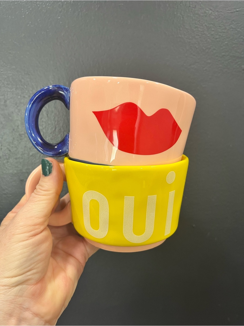 Clare V. for Anthropologie Maisonette Ceramic Mugs - Set of 2 (Oui & Lips)